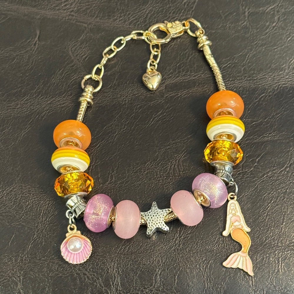🖤 Handmade Mermaid Sea Theme Beaded Charm Bracelet